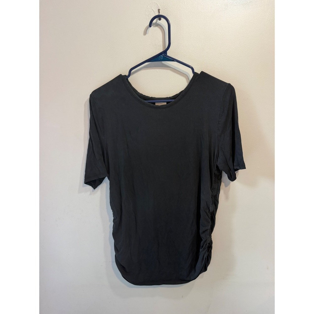 A New Day‎ Womens XL Black Short Sleeve Ruched Side T-Shirt Crew Neck Blend